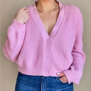 Melrose & Market Cropped Cardigan - Pink, Oversized